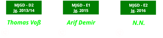 Arif Demir              0173 -9833003  MJGD - E1 Jg. 2015 N.N.                 MJGD - E2 Jg. 2016 Thomas Voß              0173 -2406478  MJGD - D2 Jg. 2013/14